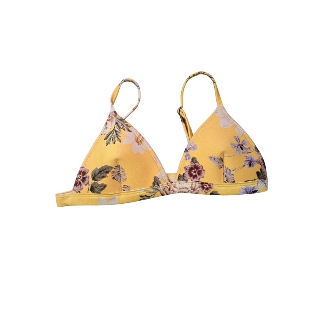 Triangl Women's Yellow Floral Bikini Top Size Small
